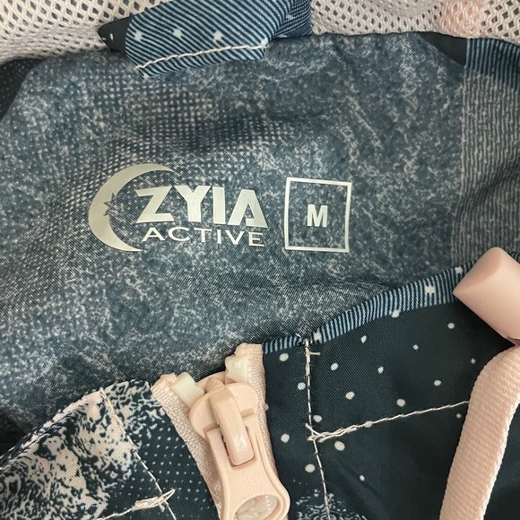 Zyia Blue Pink Geometric Windbreaker Jacket Medium Workout Gym Colorful - Picture 5 of 5